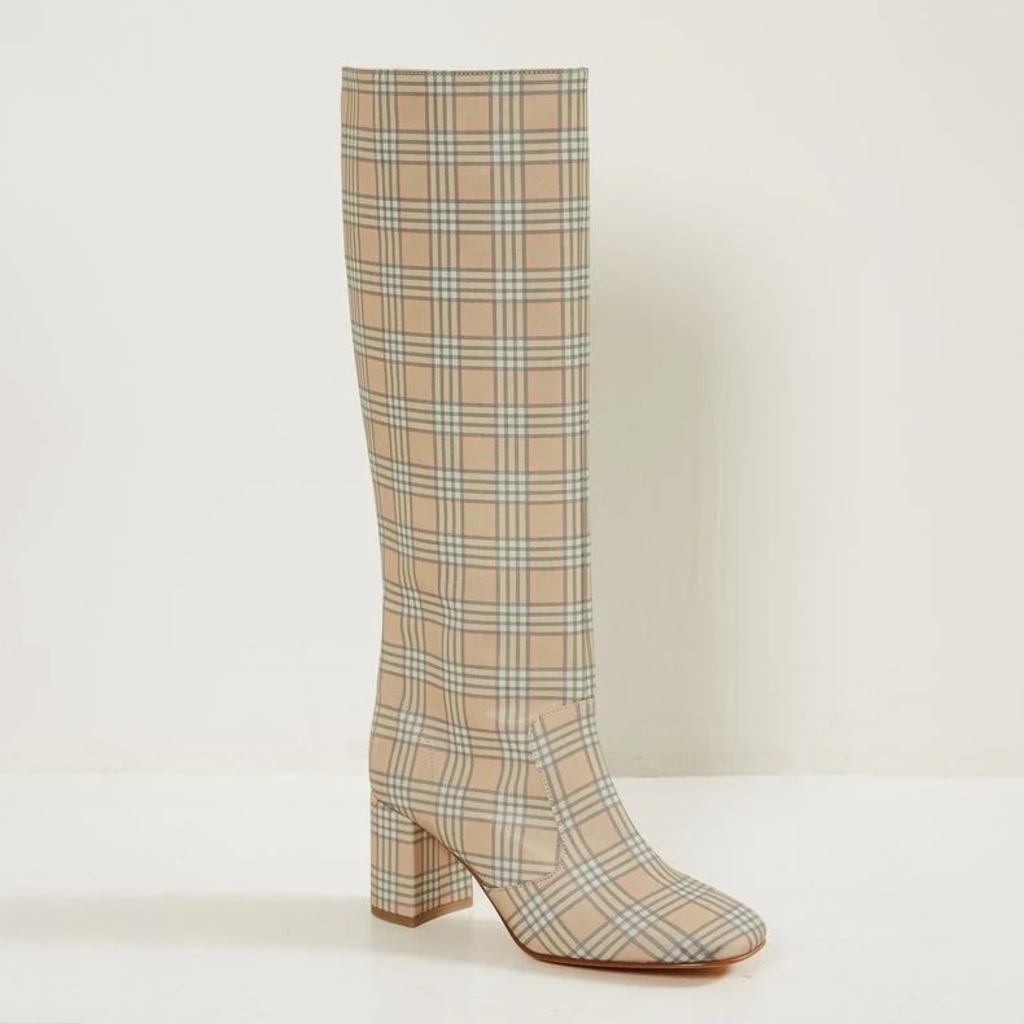 Maryam Nassir Zadeh Beige Reflective Check Lune Boots