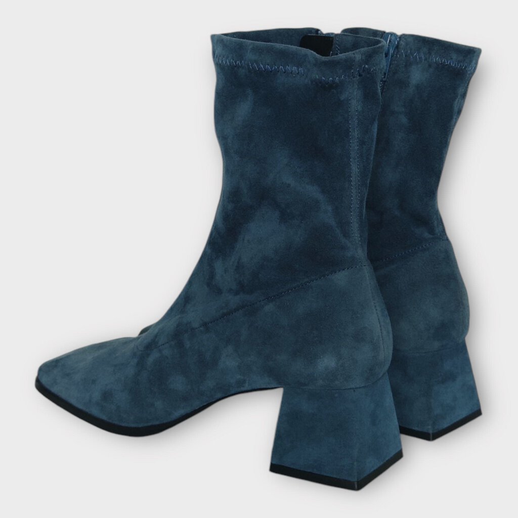 By Far Steel Blue Stretch Suede Square Toe Boots