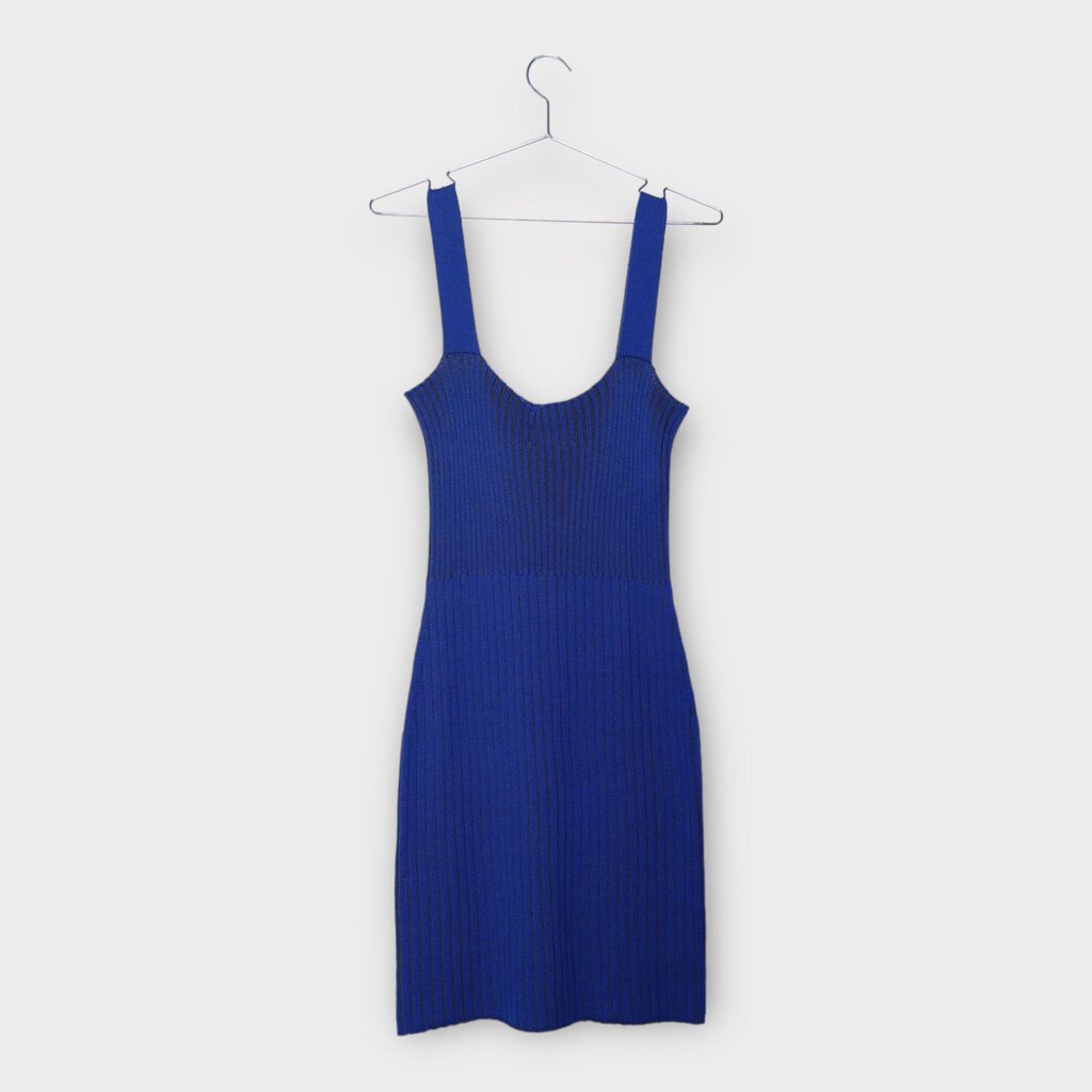 Permanent Vacation Grey Blue Ribbed Knit Dress