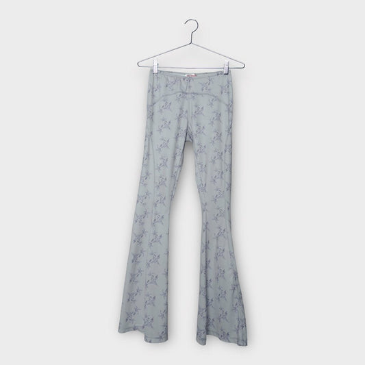 Toile Studios Grey Diamond Floral Print Stretch Flares