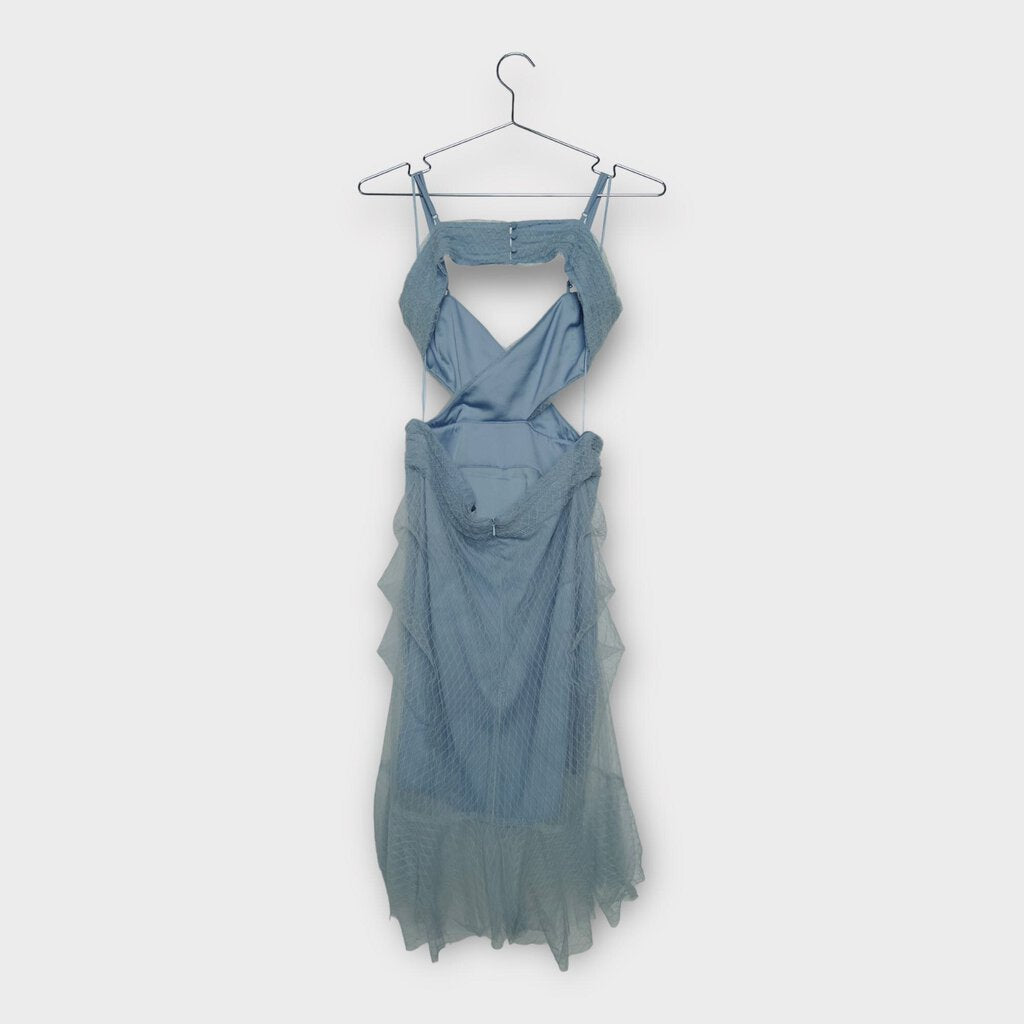 Alice McCall Dusty Blue Tulle Cut Out Mini Dress