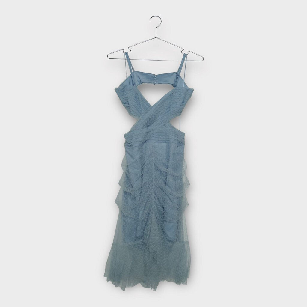 Alice McCall Dusty Blue Tulle Cut Out Mini Dress