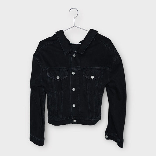 Balenciaga Black Denim Silver Button Up Jacket