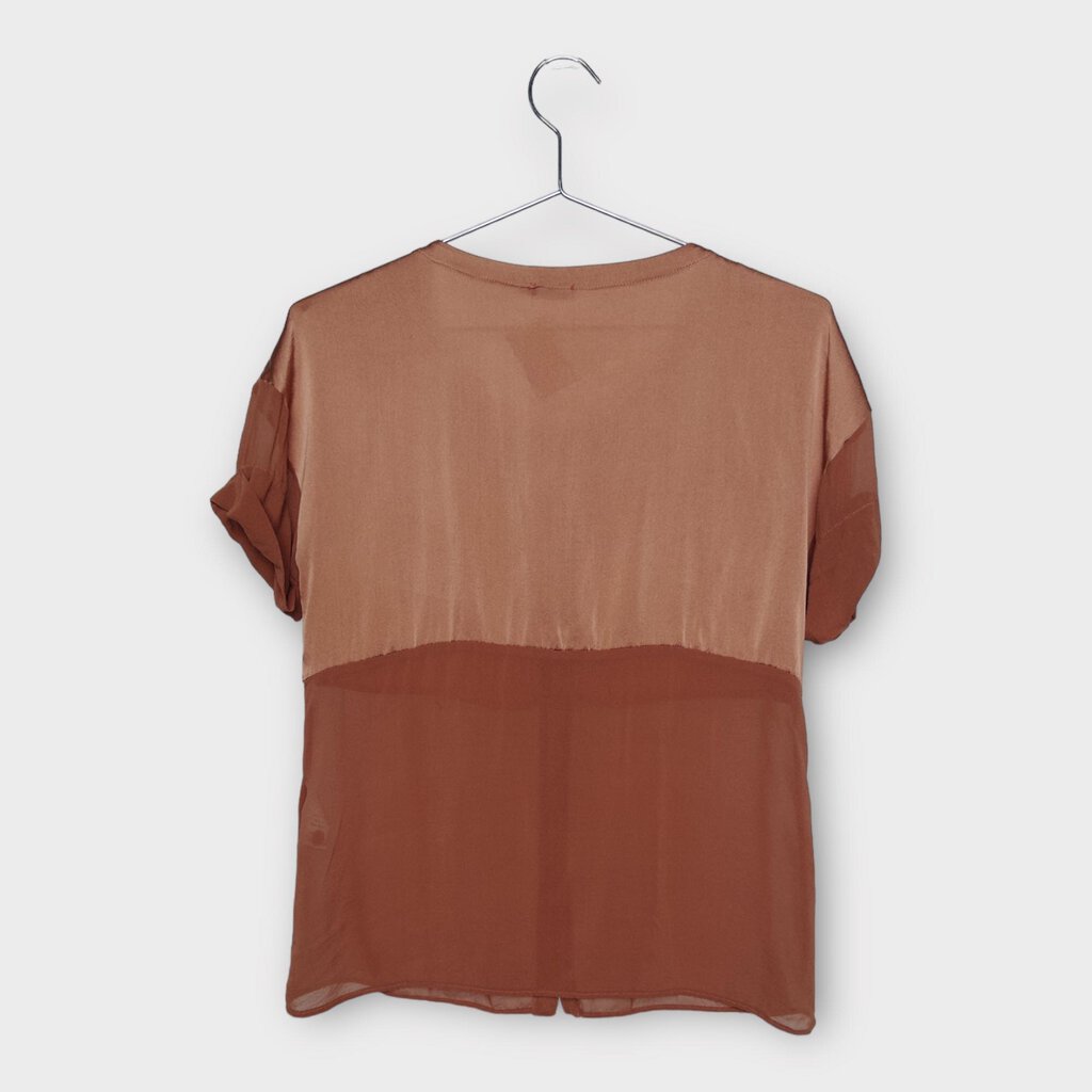 Transit Par Such Bronze Silk Button Up Top