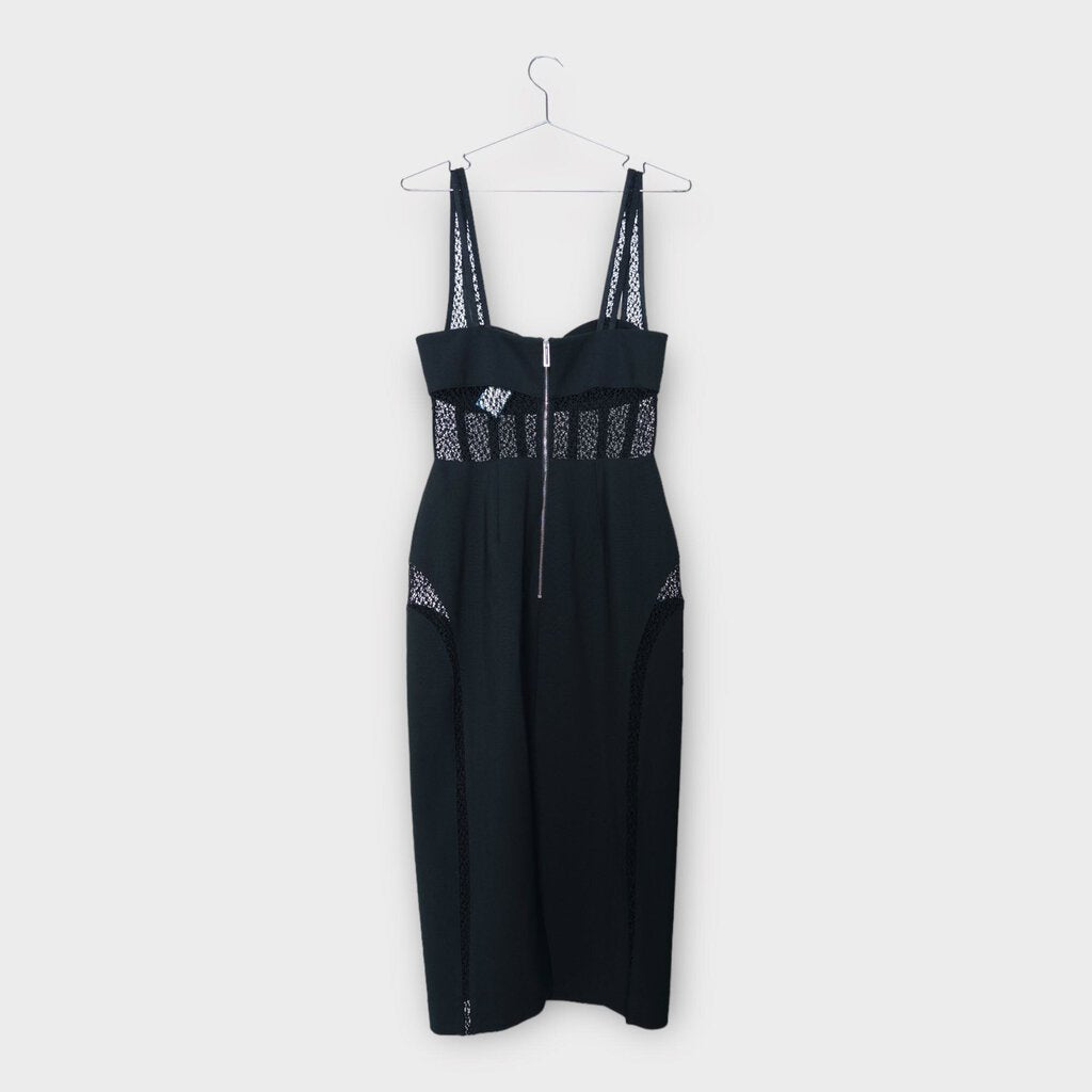 Dion Lee Black Lace Insert Corset Midi Dress