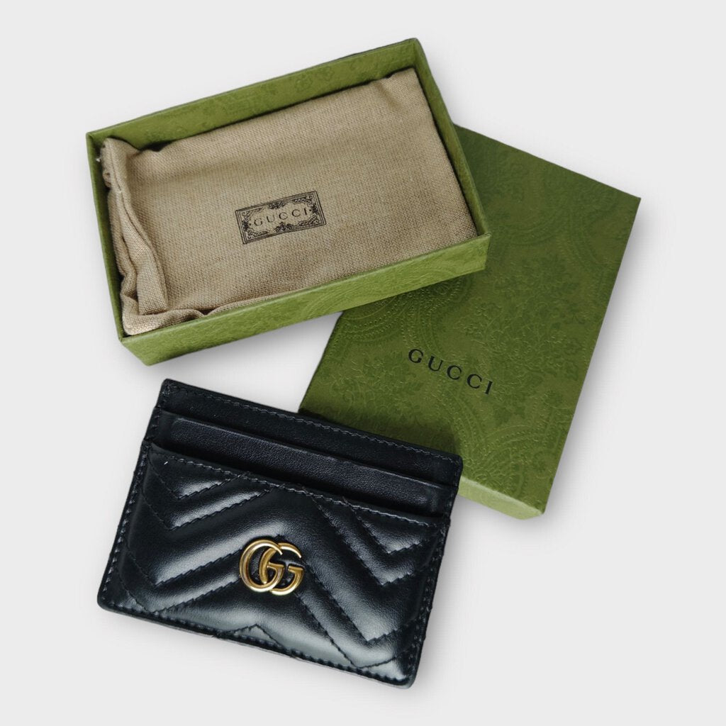 Gucci Black Leather Marmont Card Holder