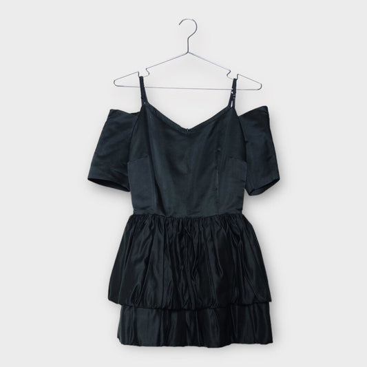 Ellery Black Silk Wool Bubble Peplum Mini Dress