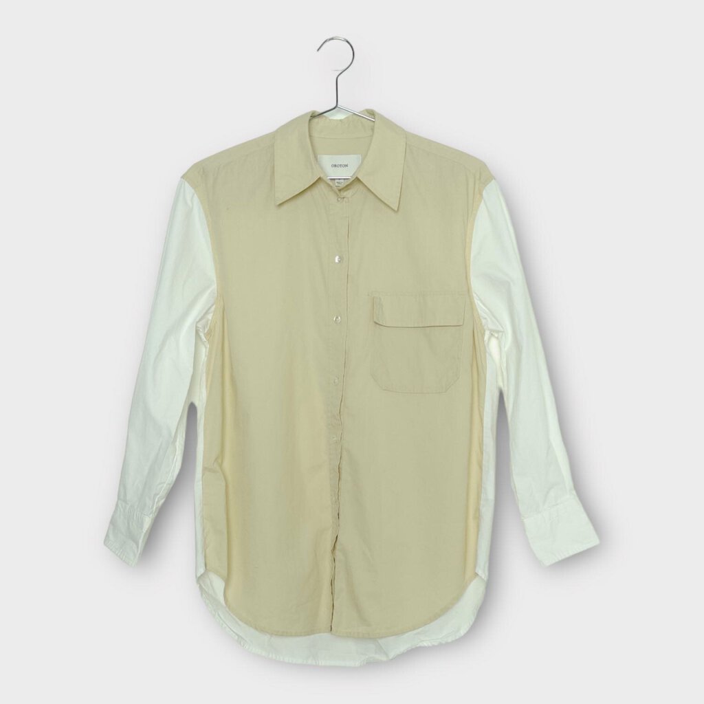 Oroton Cream & White Cotton Button Up Shirt