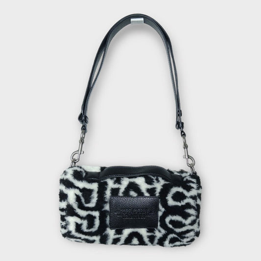 NWT Black + White Fluffy Barrel Bag