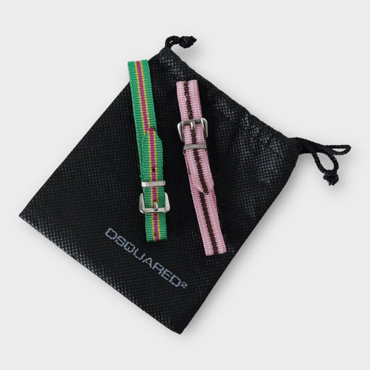 DSquared2 Pink Green Belt Strapping Bracelets