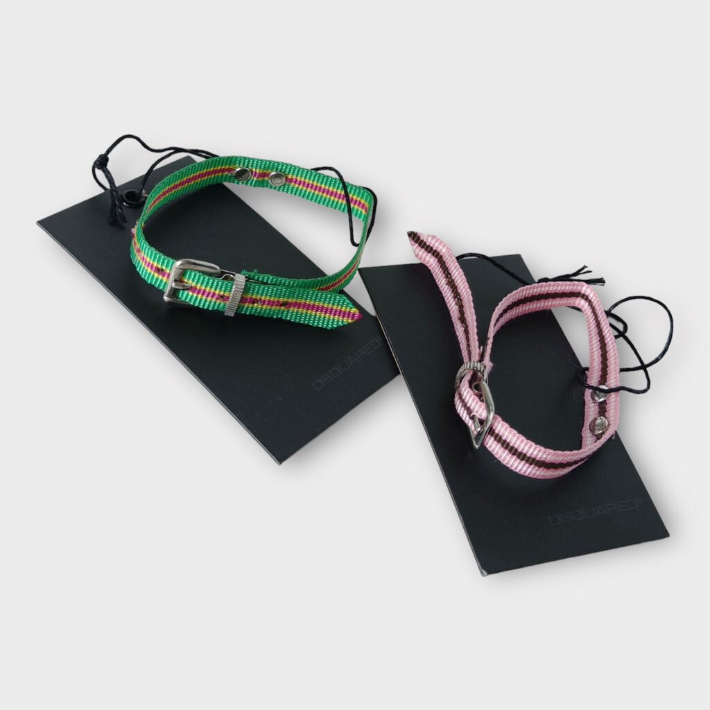 DSquared2 Pink Green Belt Strapping Bracelets