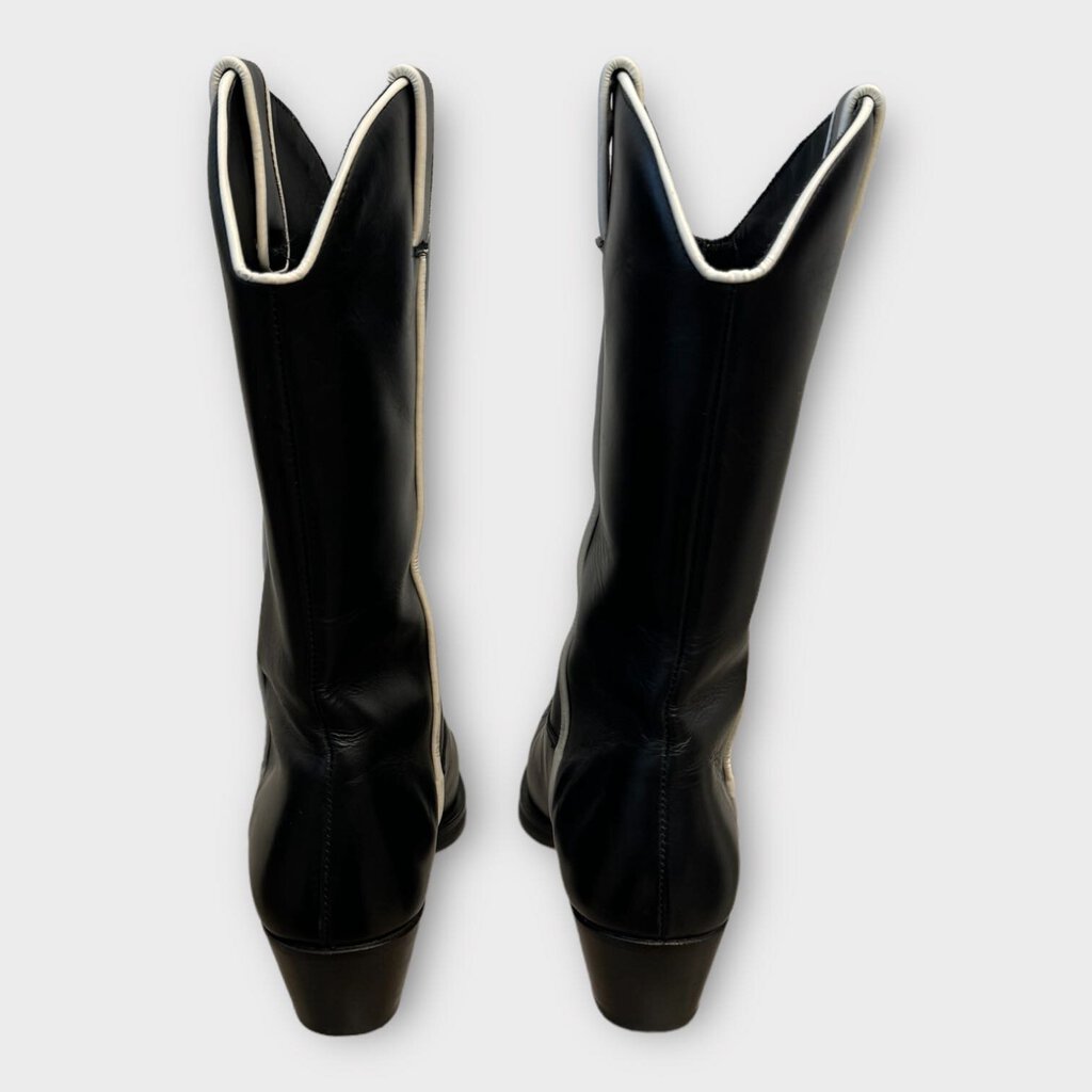 Ernest W. Baker Black + White Leather Western Boots