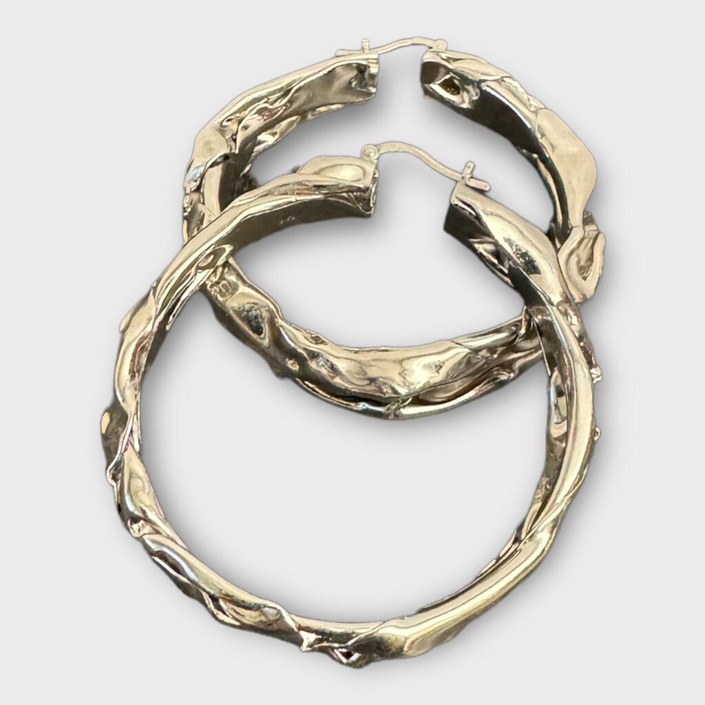 Jil Sander Silver Flattened Hoops