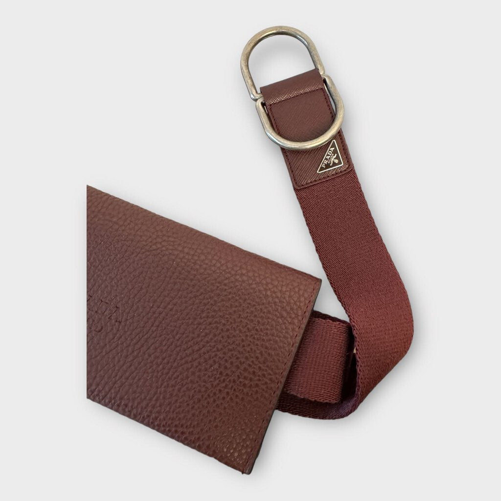 Prada Maroon Leather Wallet Belt