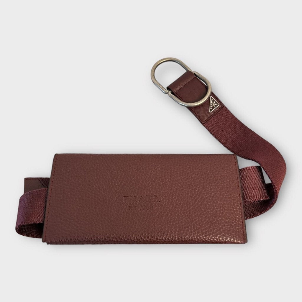 Prada Maroon Leather Wallet Belt