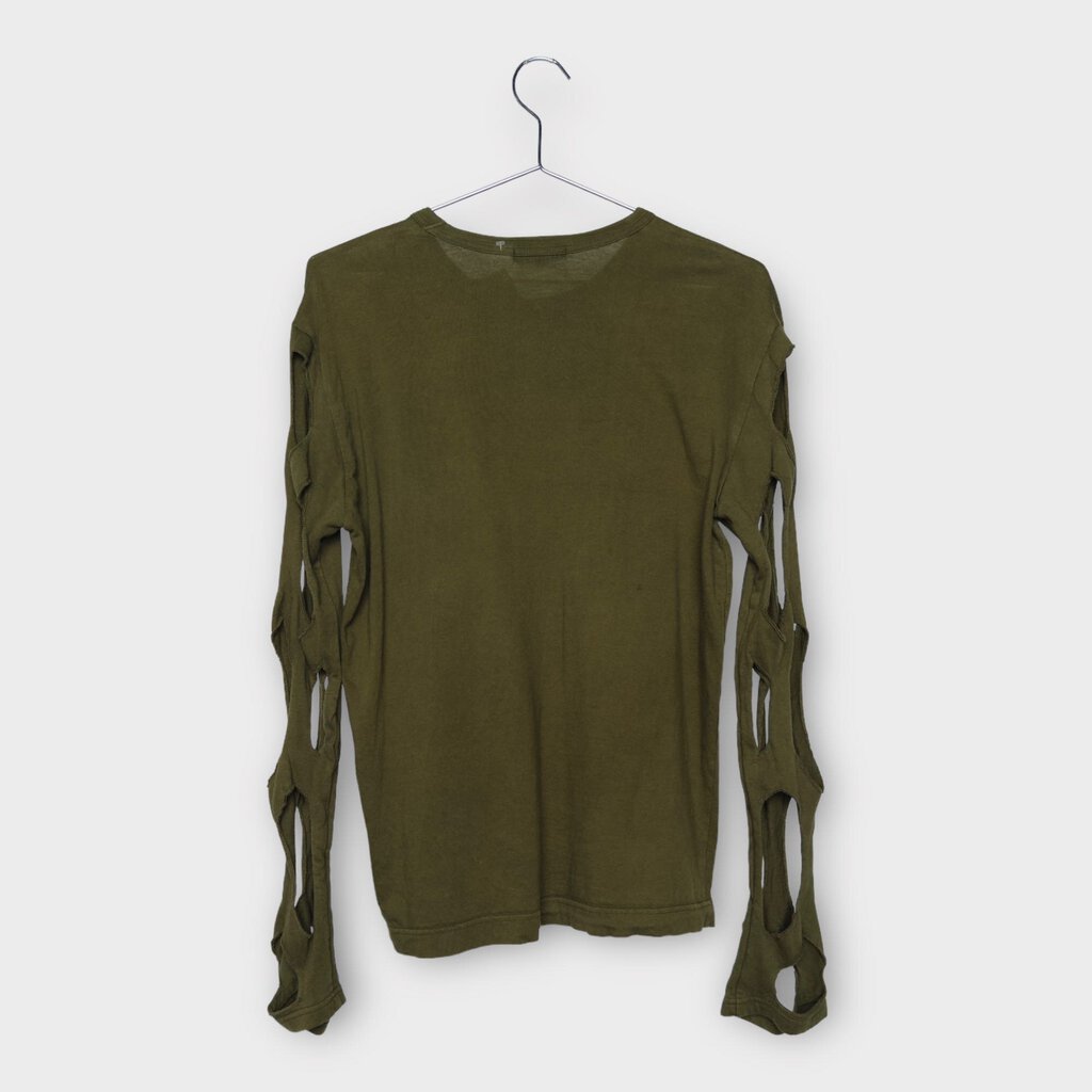 Khaki Cotton Arm Cut Out Long Sleeve