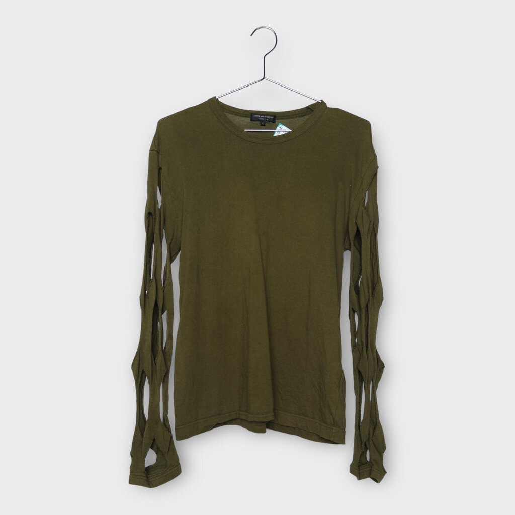 Khaki Cotton Arm Cut Out Long Sleeve