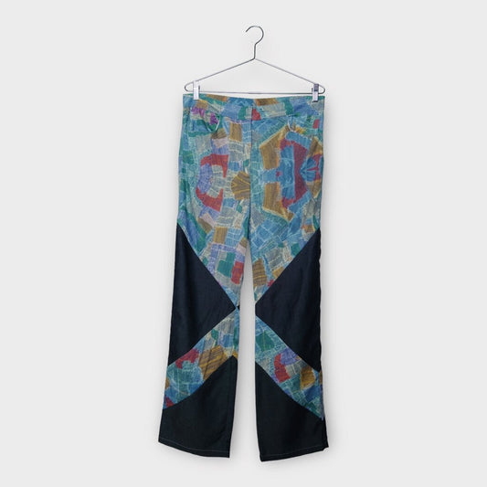 Jordanes Spyridon Gogos Print Panelled Cotton Straight Leg Pants