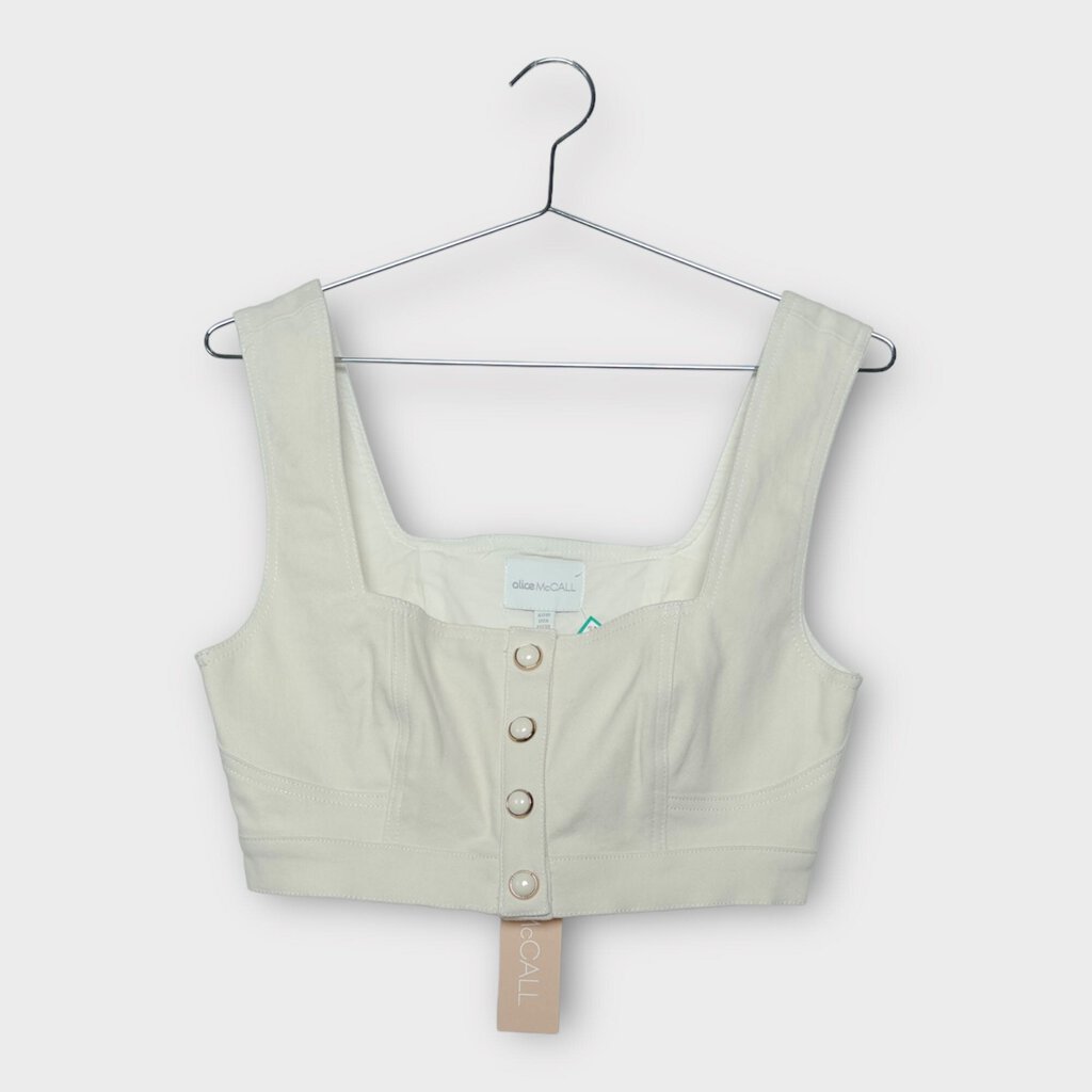 Alice McCall Cream Cropped Button Front 'Ooh Ooh' Top