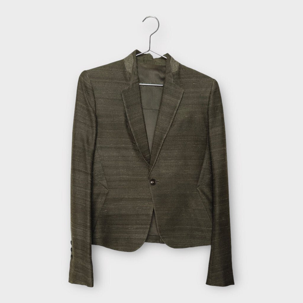 Rick Owens Grey Woven Silk Blend Blazer