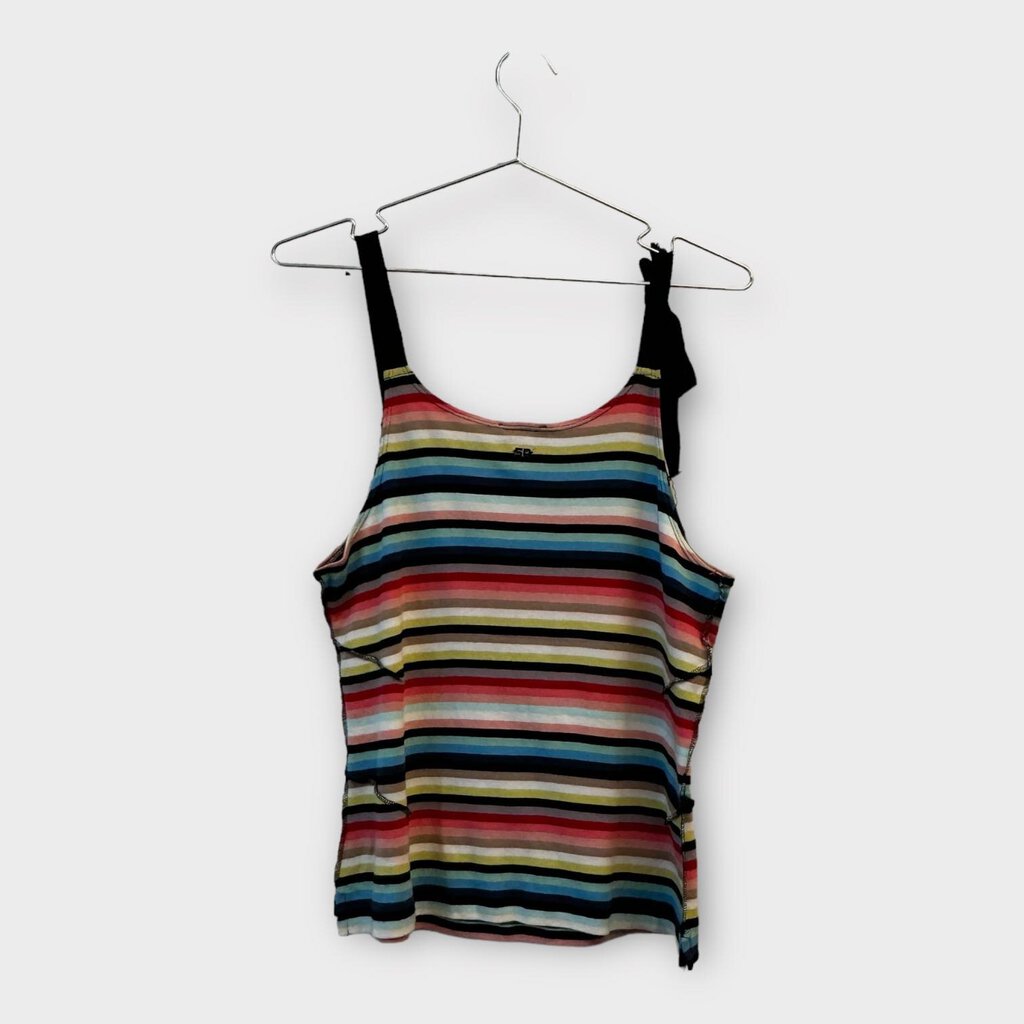 Sonia Rykiel Black & Multi Striped Cotton Tank