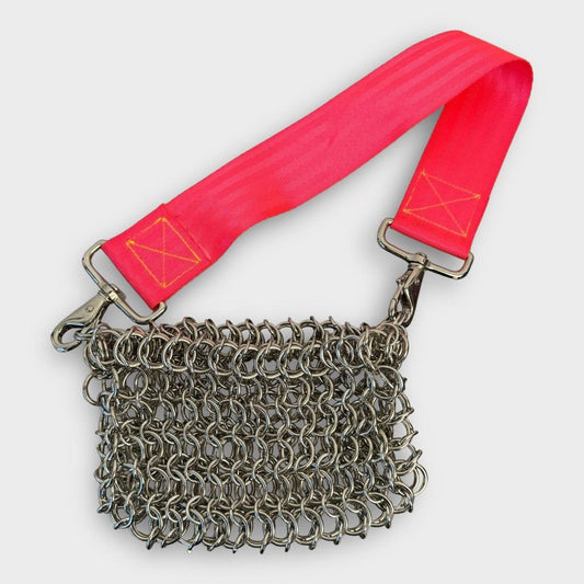 Sschafer x Pei Yi Hot Pink Strap Chain Mail Bag