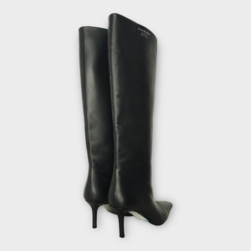 Black Leather Knee High Boots