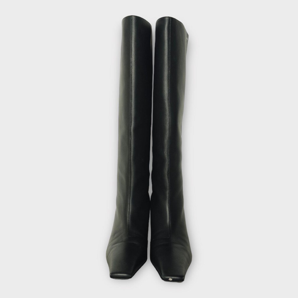 Black Leather Knee High Boots