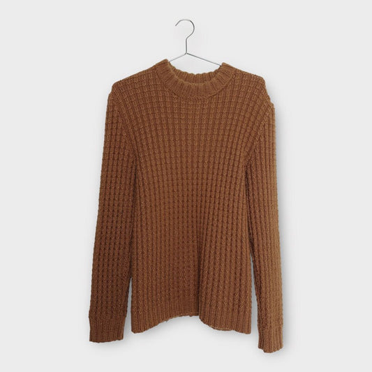 Handmade Brown Chunky Grid Knit