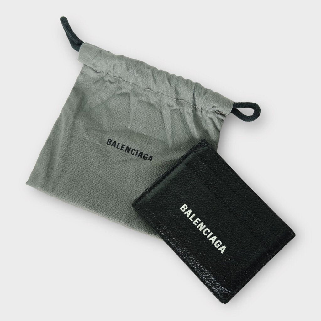 Balenciaga Black Leather Logo Card Holder