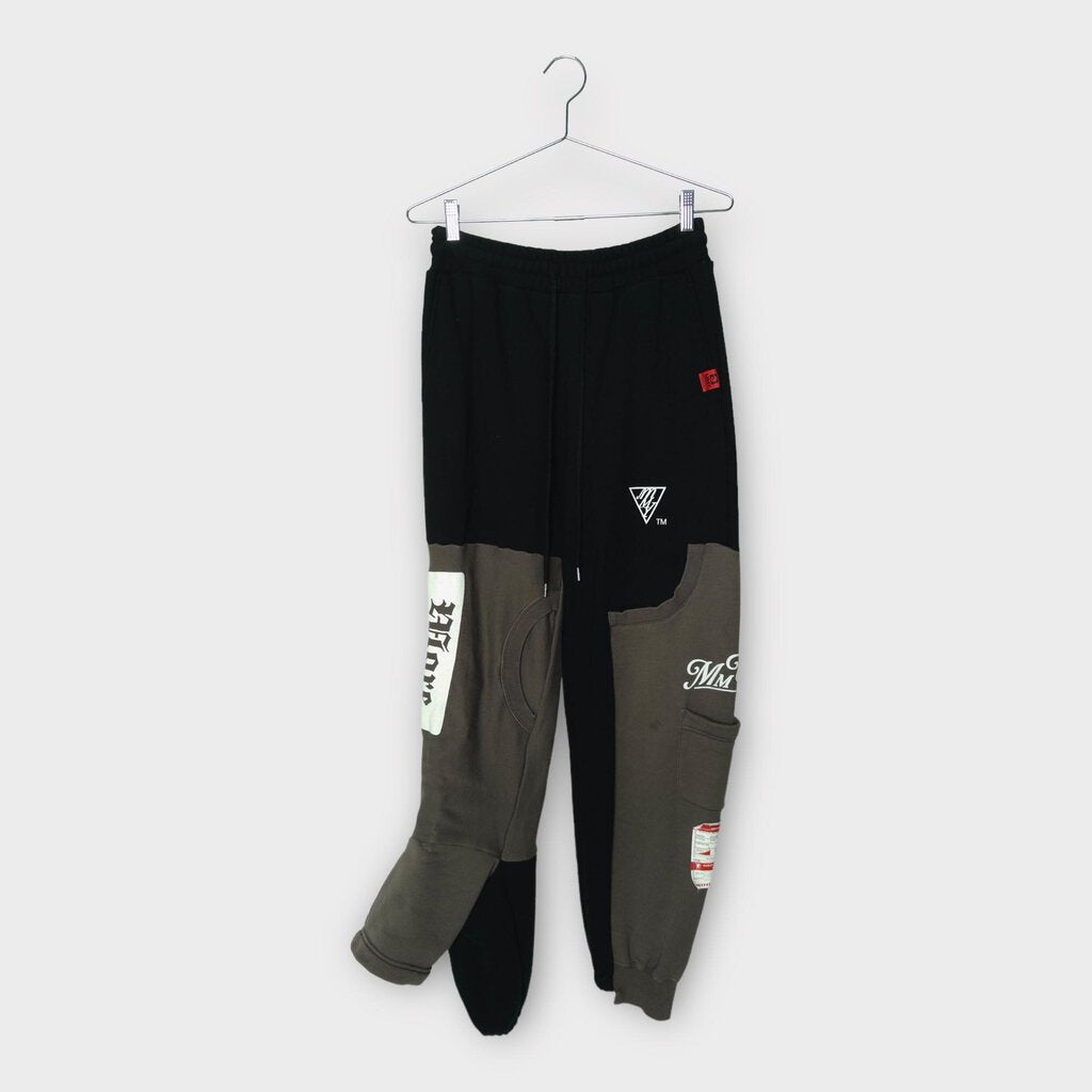 Maison Mihara Yasuhiro Black Grey Patchwork Border Docking Tracksuit Pants