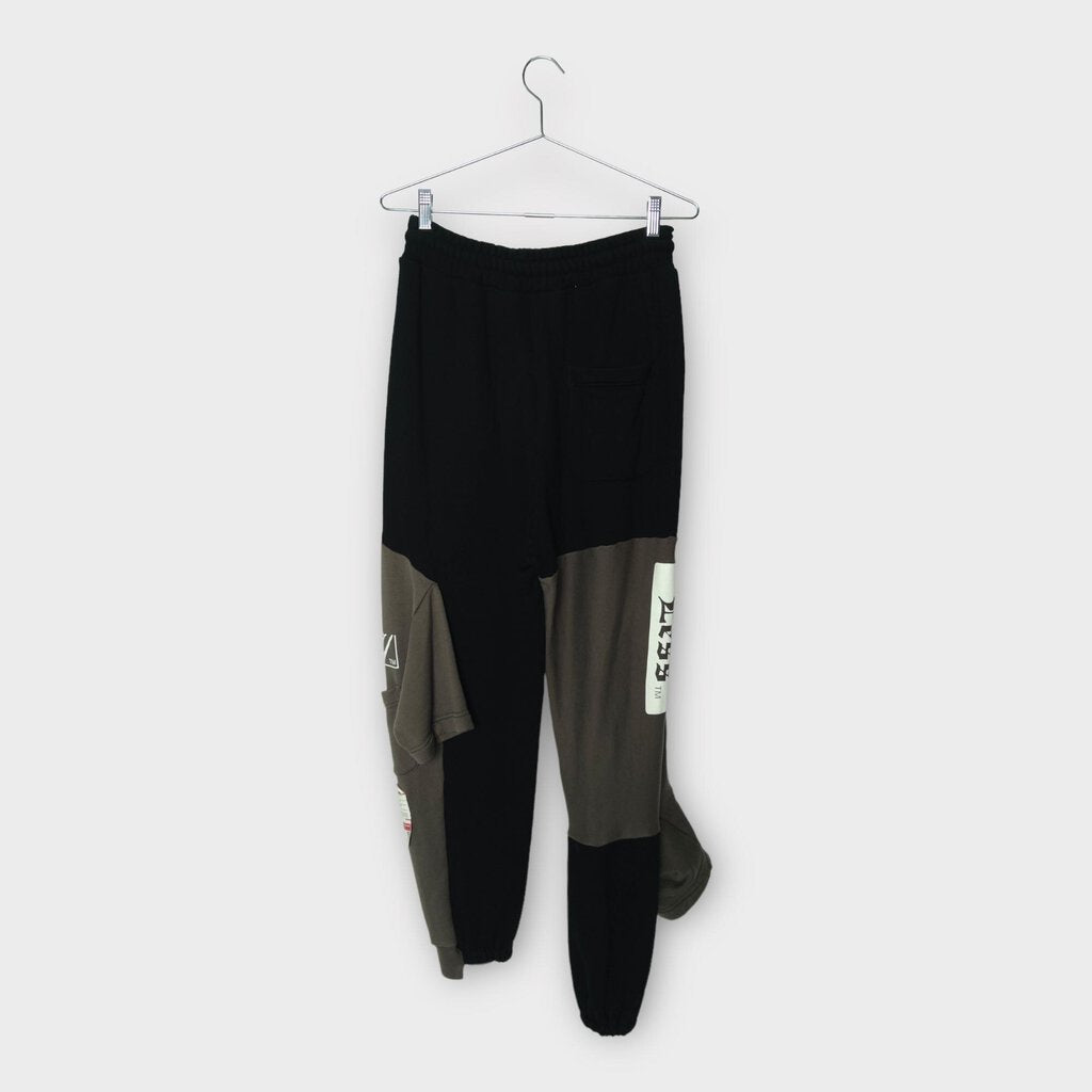 Maison Mihara Yasuhiro Black Grey Patchwork Border Docking Tracksuit Pants