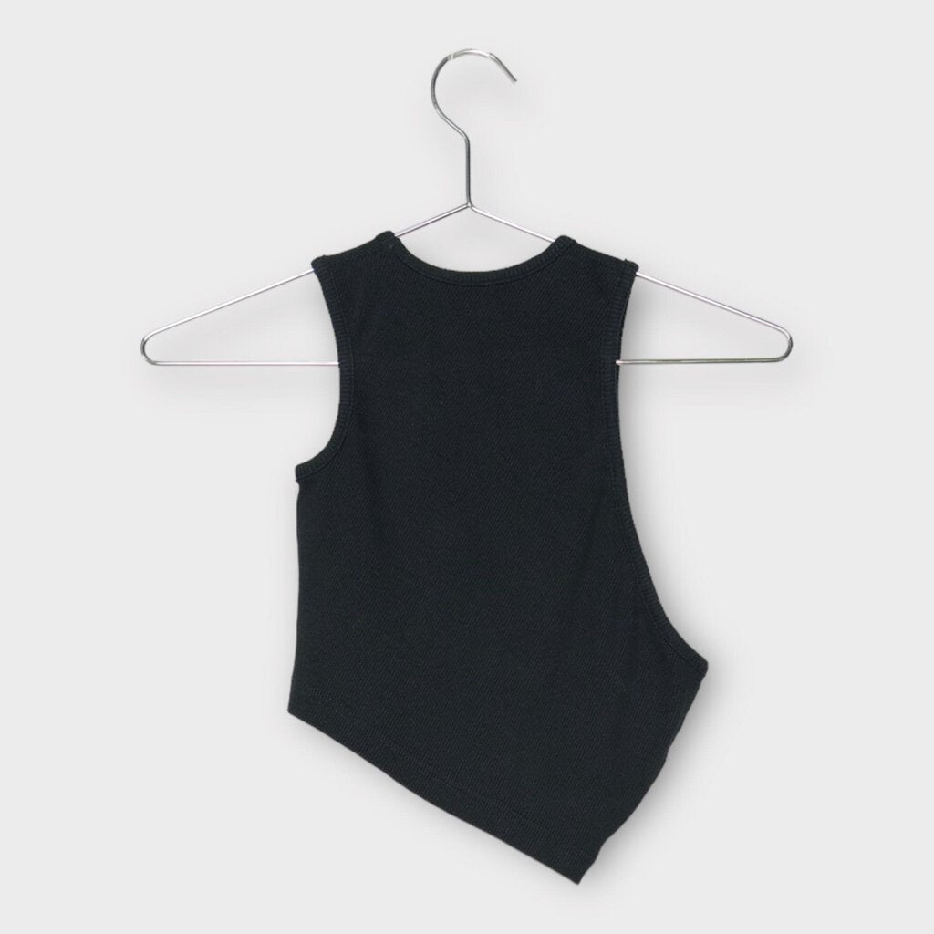 Telfar Black Rib Knit One Shoulder Tank