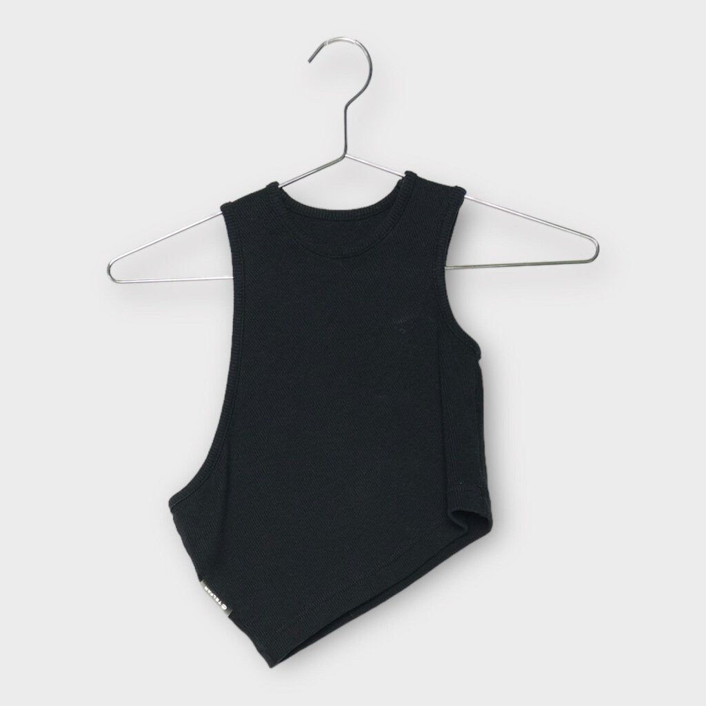 Telfar Black Rib Knit One Shoulder Tank