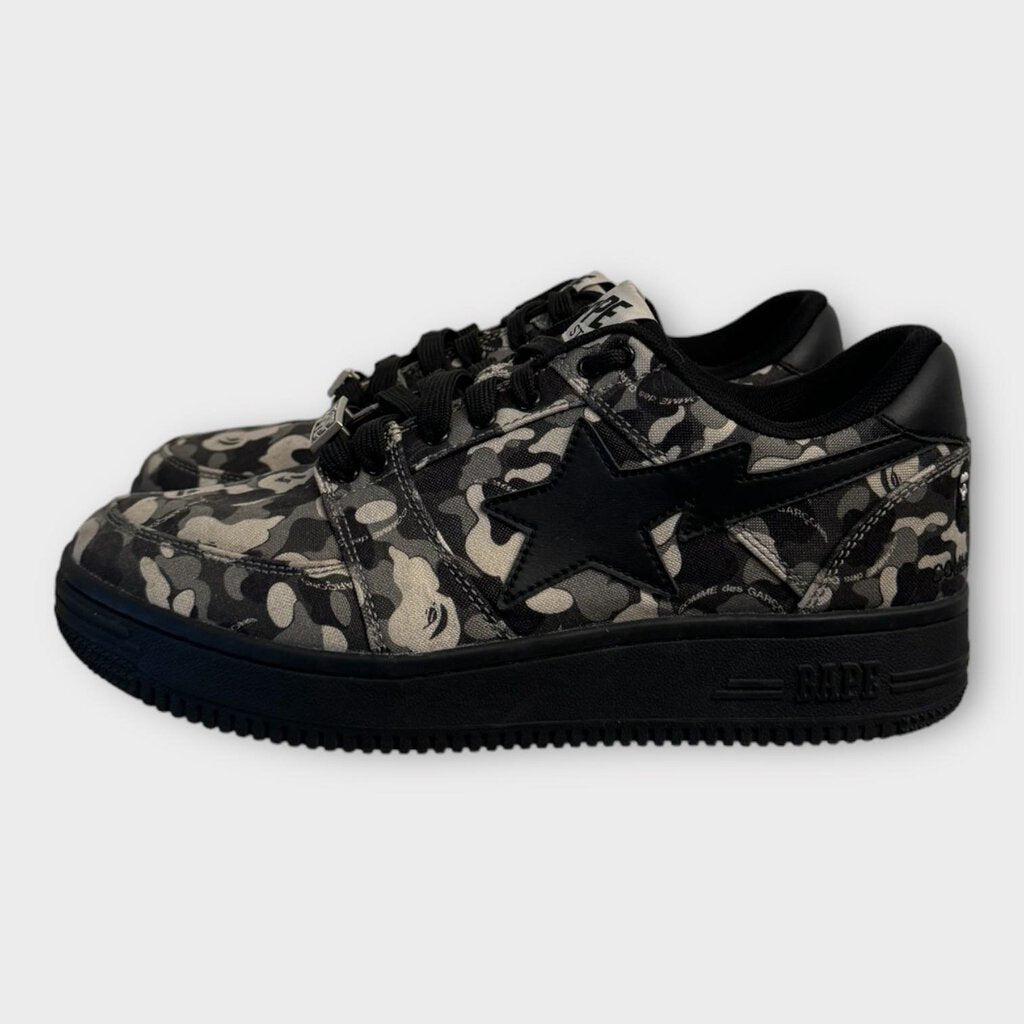 BAPE X Comme Des Garcons Black & Grey Mikey Camo Bapesta