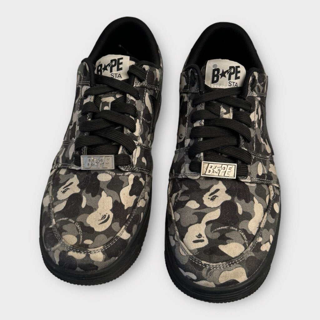 BAPE X Comme Des Garcons Black & Grey Mikey Camo Bapesta