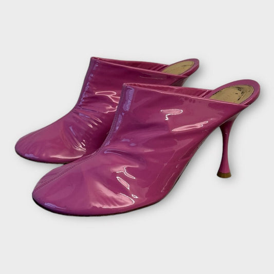 Bottega Veneta Barbie Pink Patent Leather Mules