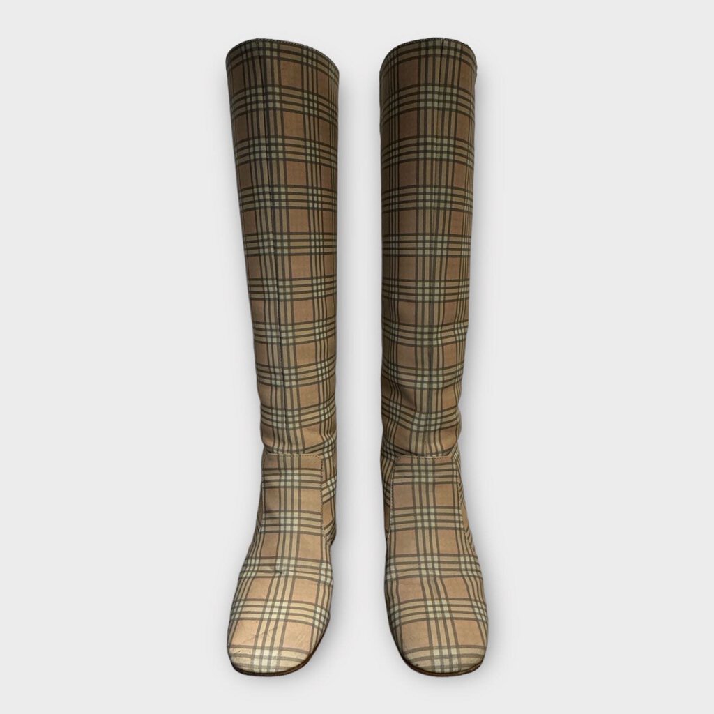 Maryam Nassir Zadeh Beige Reflective Check Lune Boots