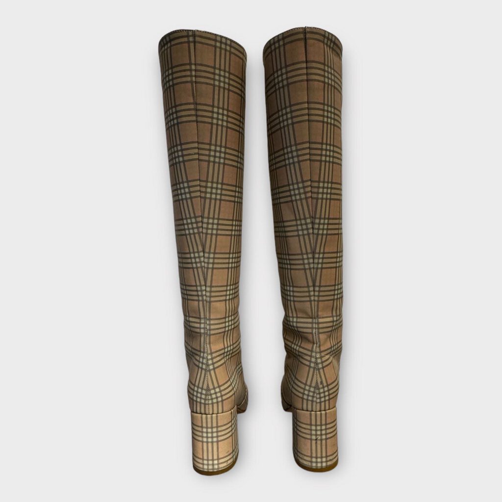 Maryam Nassir Zadeh Beige Reflective Check Lune Boots