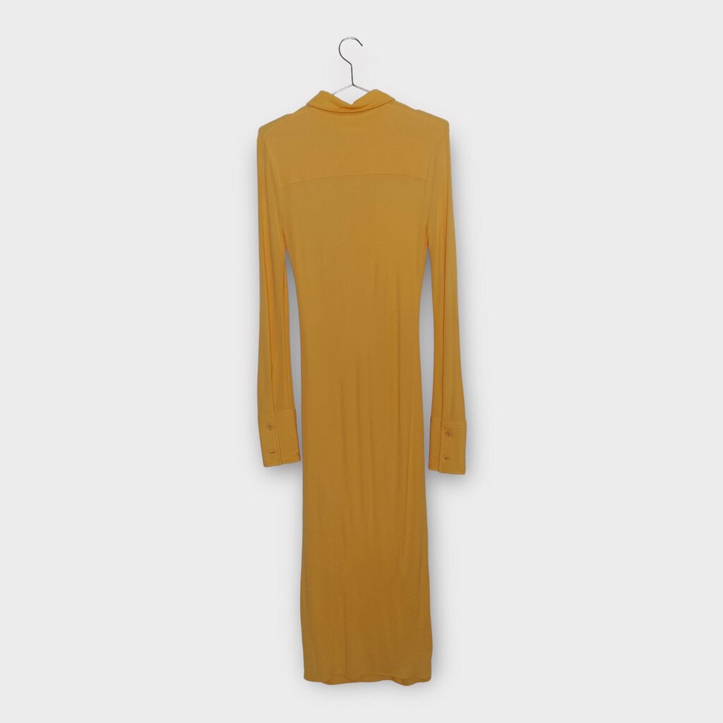 Helmut Lang Orange Slinky Long Sleeve Shirt Dress