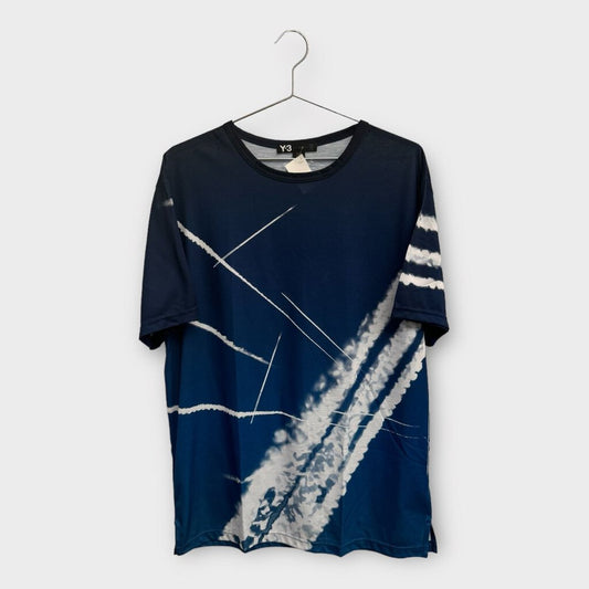 Y3 Adidas Blue & Navy AOP Football Tee