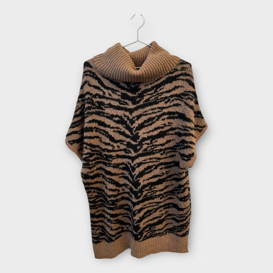 Vintage Tiger Print Cowl Neck Vest