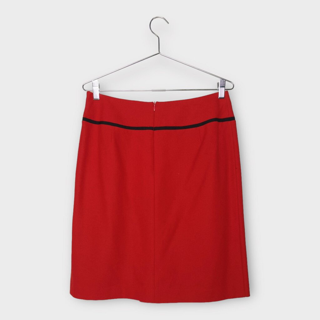 Anna Thomas Red Wool Front Pleat Midi