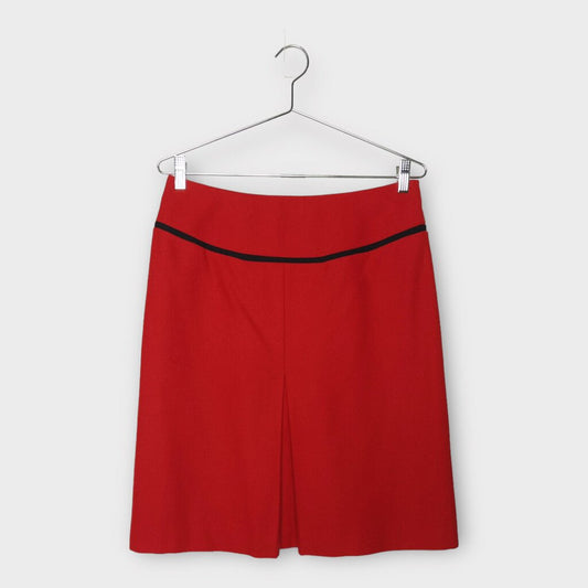 Anna Thomas Red Wool Front Pleat Midi