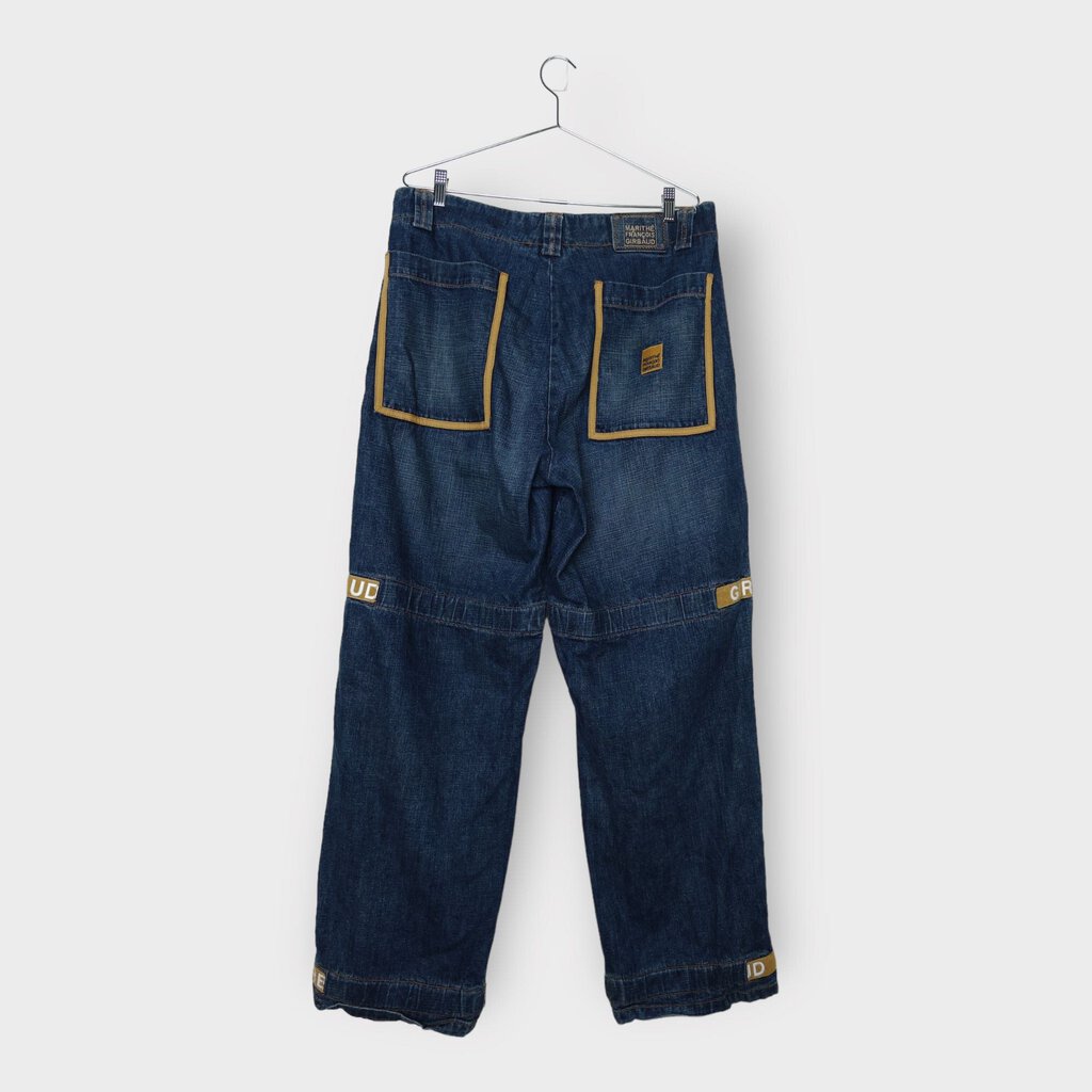 Mid Wash Denim Tan Velcro Jeans