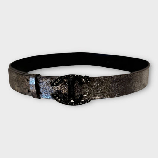 Just Cavalli Gunmetal Bedazzled Belt