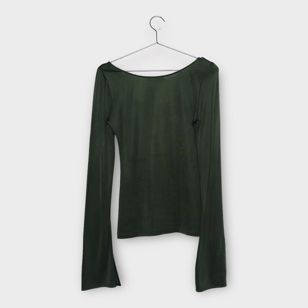 Kwaidan Editions Green Scoop Neck Flare Sleeve Top