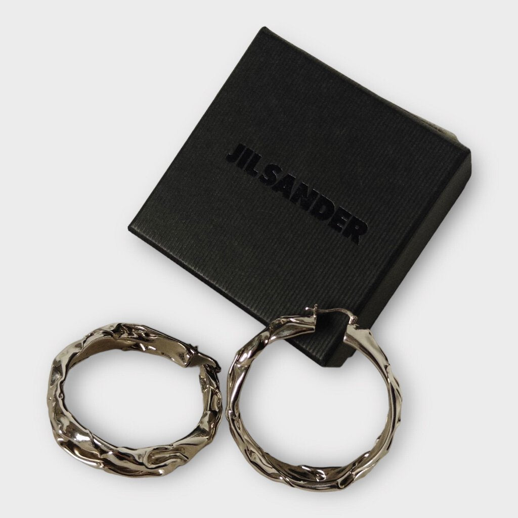 Jil Sander Silver Flattened Hoops