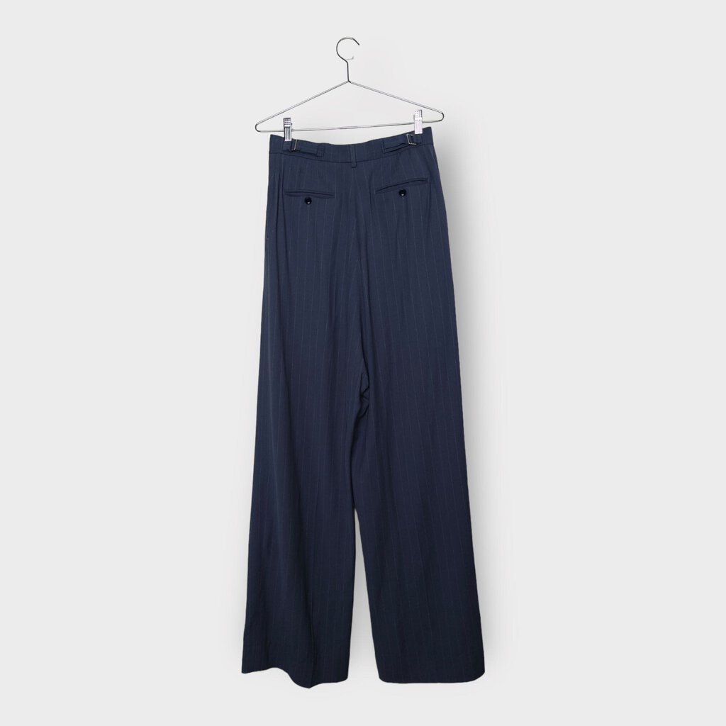 Acne Studios Blue Pinstripe Belted Wide Leg Pant