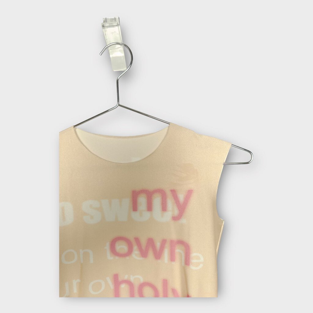 Alix Higgins Beige & Pink Text Graphic Top